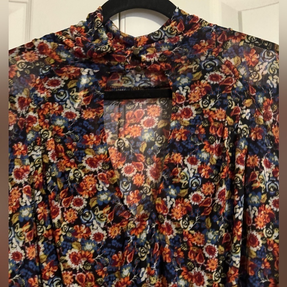 Free People All Dolled Up Crop Mesh Floral Top - Picture 7 of 7